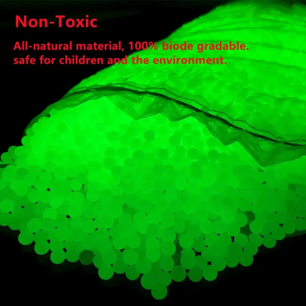 Gel Ball Gun Ammo Glow in The Dark 3000pcs Per Pack 7mm-8mm Water Beads Refill Non-Toxic & Luminous for Splatter Ball Gun