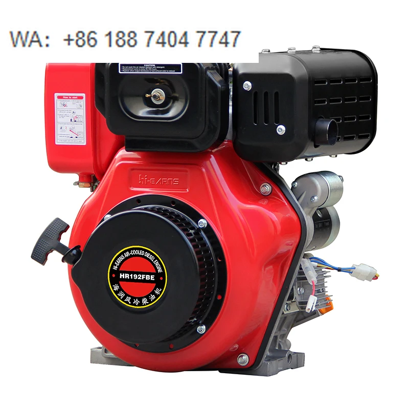 

Дизельный двигатель Hiearns 4HP 8кВт с электрозапуском HR192FBE, 4-тактный, с ручным запуском, топливный бак, Euro 5