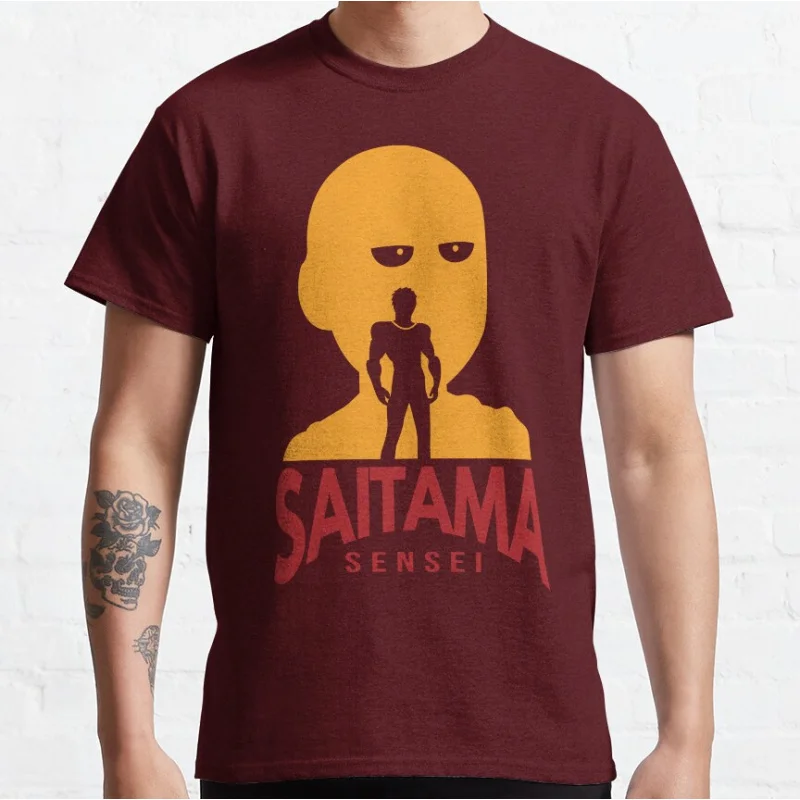 Saitama Sensei Super hero manga One punsh man Anime Short-sleeve crewneck T-shirt for men Large size Adult Tops S-6xl