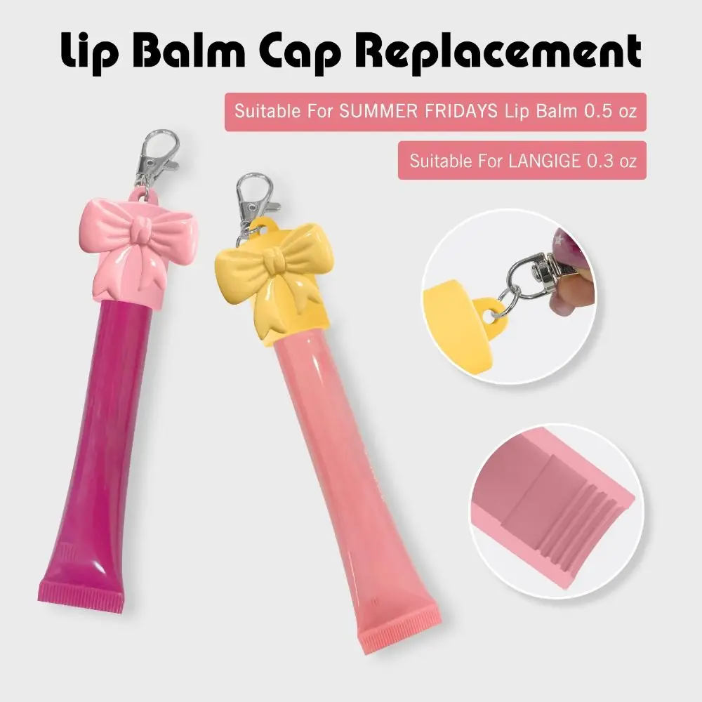 Silicone Lip Balm Holder with Keyring Portable Lipgloss Sleeve Flexible Colorful Keychain Lip Gloss Cap for Summer Fridays view 2