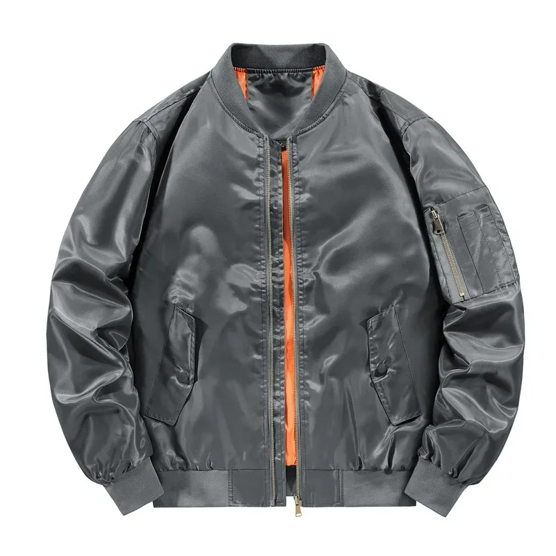 KIDWHXR Herbst-Bomberjacke für Herren, Lässige Baseball-Jacke, Streetwear mit Stehkragen und Reißverschluss, Lockere Herrenjacke mit Langen Ärmeln – Detail 9