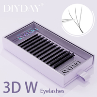 DIYDAY 3D 6D W Shape Eyelashes Extension Double Tips W shaped Lashes Soft Like Human Hair Premade Volume Fans Eyelash Supplies