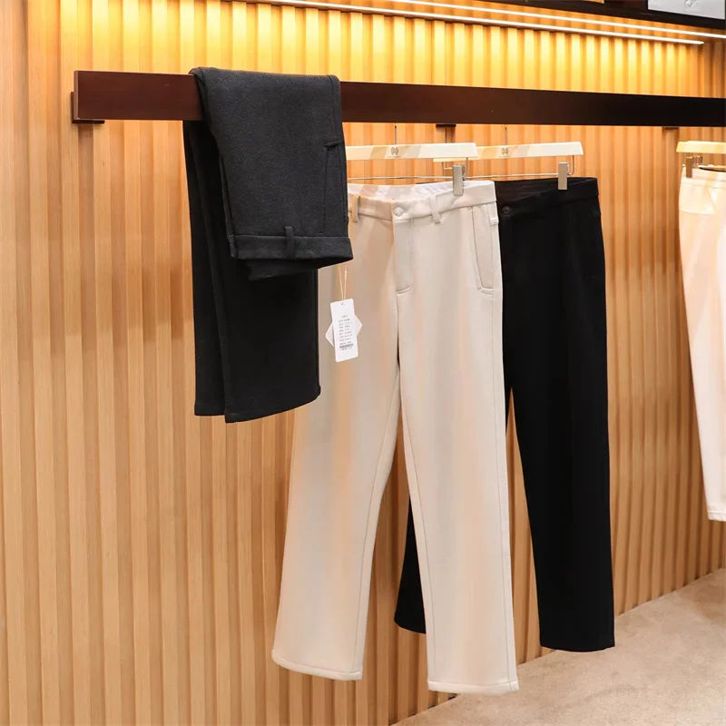 

Italian Men's Autumn Winter Busin Casual High-End Acetate Wool Straight Leg Pants Faionable Long Trousers