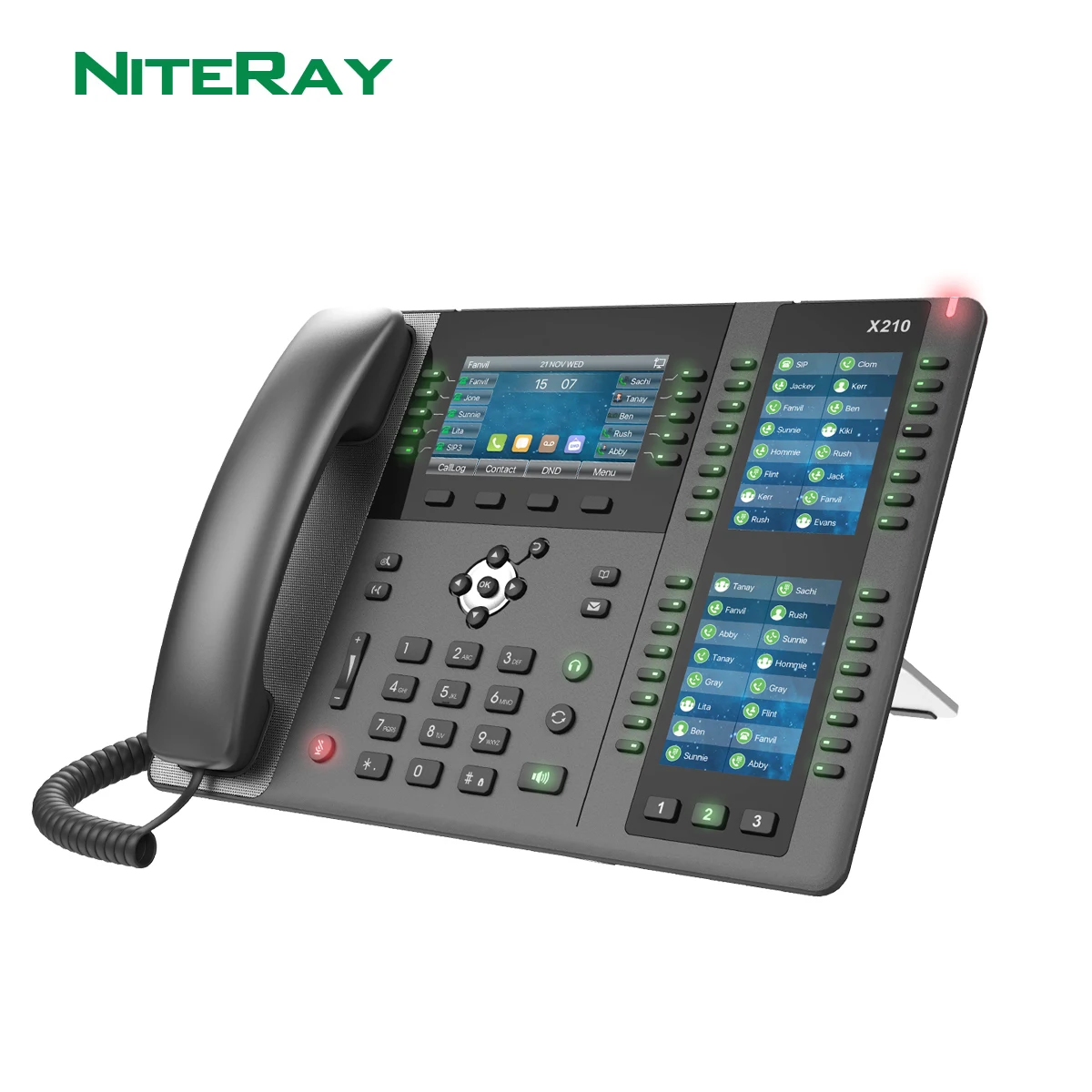 X210 Enterprise VoIP Phone,4.3-Inch Color Display,Two 3.5-Inch Side Displays for DSS Keys,20 SIP Lines,Dual-port Gigabit