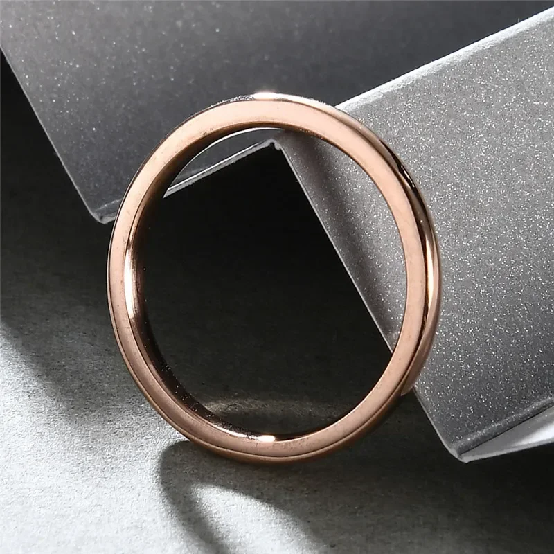 2024 nova moda 2mm simples rosa cor de ouro anel de casamento de aço inoxidável para mulheres jóias presente dropshipping