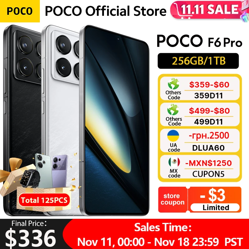 POCO F6 Pro Global Version Snapdragon® 8 Gen 2 Smartphone 120W HyperCharge 50MP triple camera WQHD+ 120Hz Flow AMOLED display