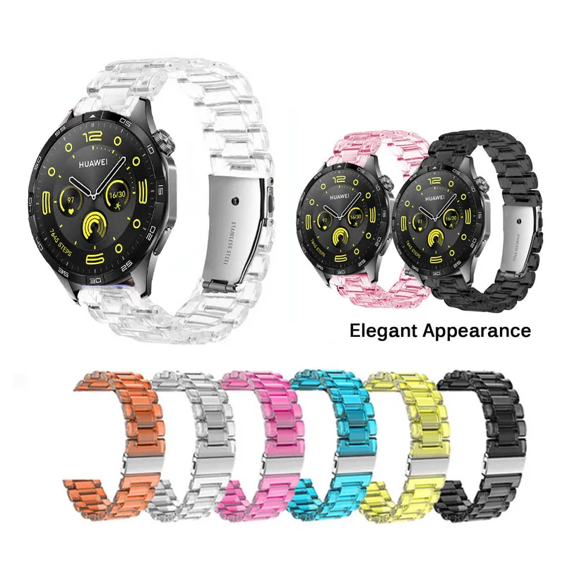 Huawei Watch用の透明な樹脂ストラップ,ブレスレット,gt4 46mm,gt3 se,gt2 42mm, 46mm,gt 2 2e pro 3 4,bud 20mm 22mm