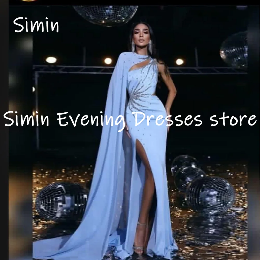 Simin Satin Mermaid One-shoulder Sequins Ruffle Formal Prom Gown Floor-length Evening Elegant Party dresses for women 2023