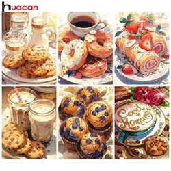 Huacan Diamond Painting Cartoon Coffee Complete Kit Full Square Round Mosaic Cake Cookie Food 5D DIY Home Decor