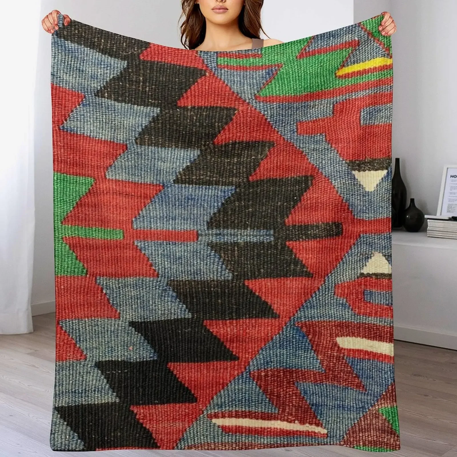 

Decorative Esme Kilim, Navaho Weave, Woven Textile, Persian Carpet Throw Blanket Fashion Sofas Nap Bed Blankets