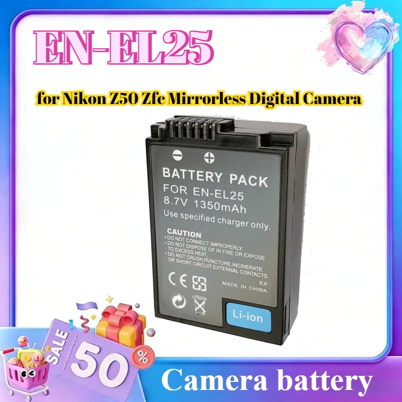 

EN-EL25 1350mAh Fully Decoded Battery for Nikon Z50 Zfc Mirrorless Digital Camera