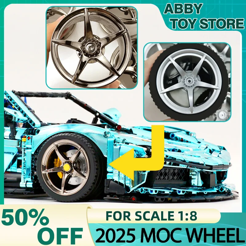 

Diy Custom Technical Blocks Model Striking Accessories Wheel Hub Set For LEGO Scale 1:8 Car 42083 42056 42115 42143 Bricks Toy