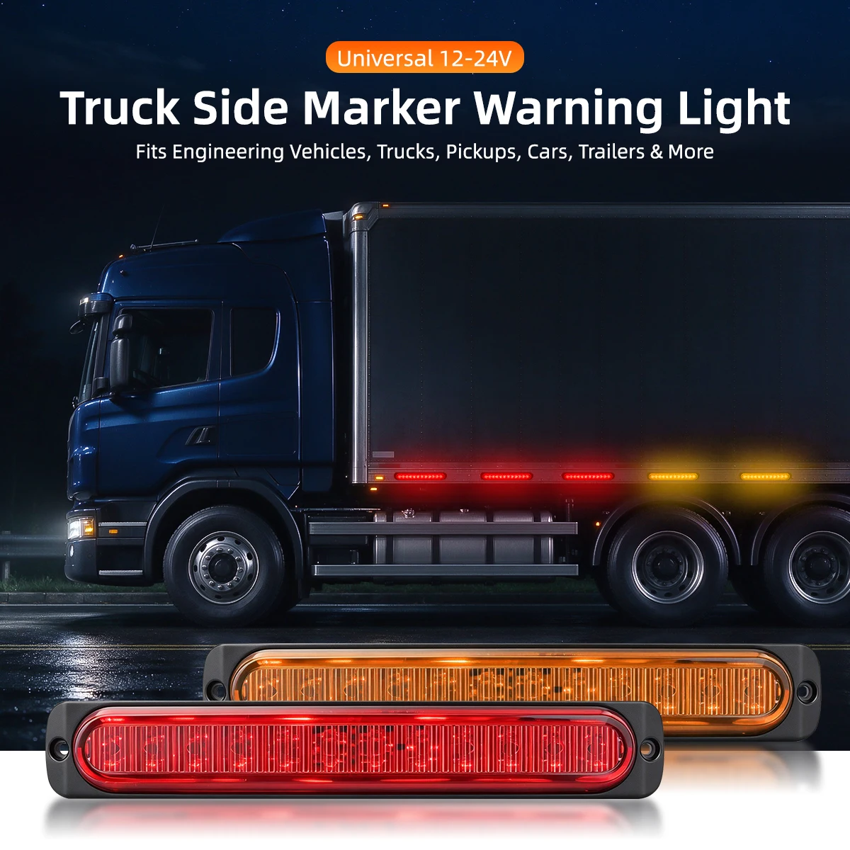 2Pcs LED Truck Side Marker Warning Light Turn Signal Lights 12-24V Waterproof Red Amber For Trailer Lorry RV Pickup Accessories