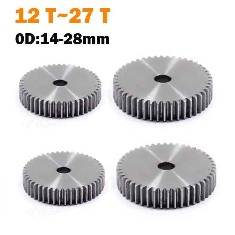 1Pcs 1 Mod Cylindrical Flat Gear 12 13 14 15 16 17 18 19 20 21 22 23 24 25 26 27 Teeth 45# Steel 1M 12T-27T Pinion Spur Gear