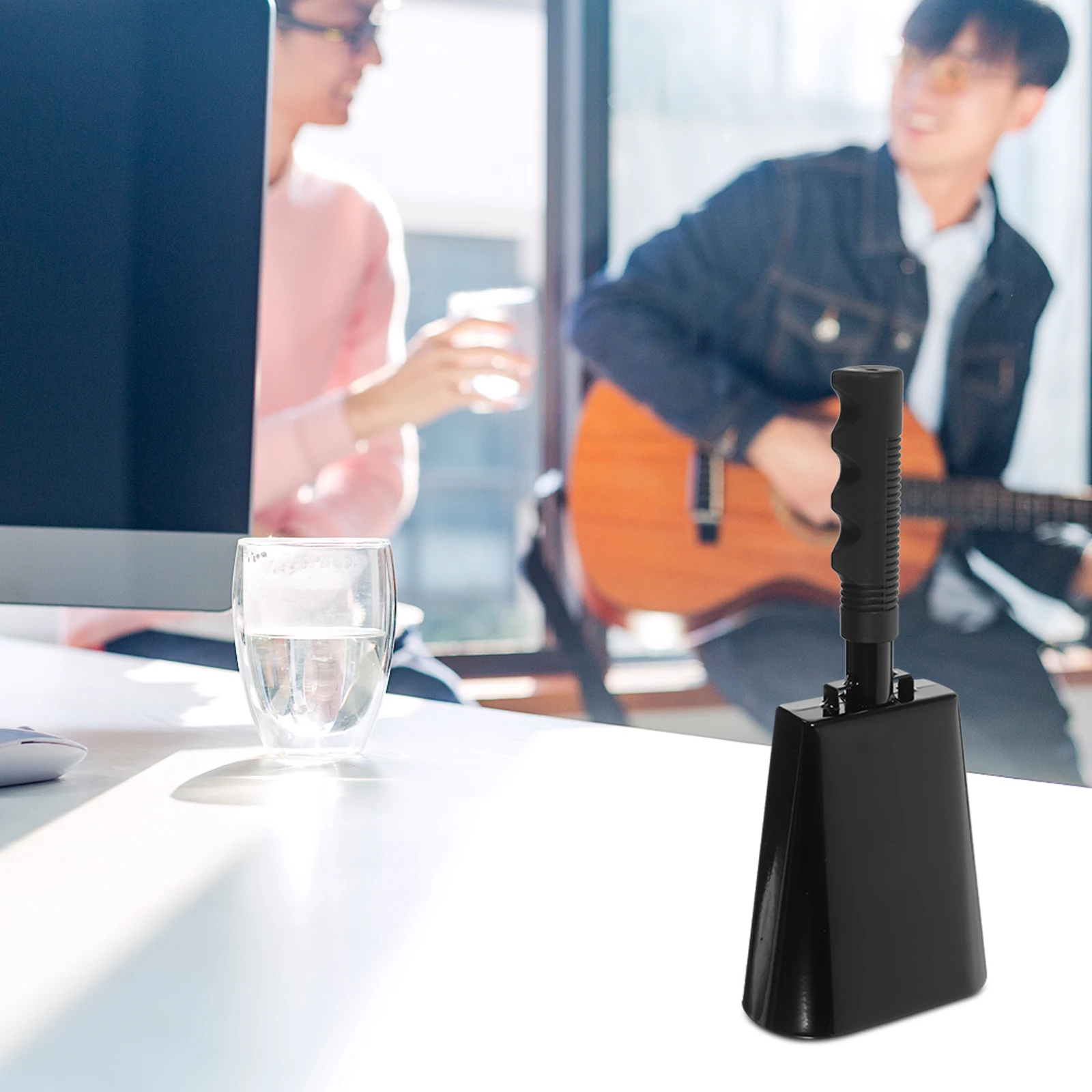 

Metal Cowbell H Kit Percussion Toy Musical Instrument Supply Black Lightweight Rich Sound Quality Multi