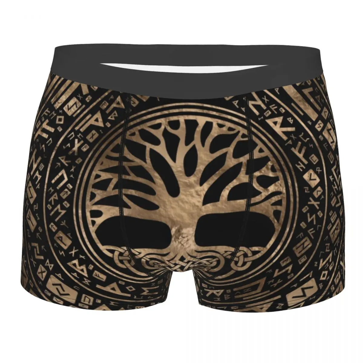 Custom Tree Of Life Runic Pattern Underwear Men Stretch Viking Norse Symbol Boxer Briefs Short Panties Soft Underpants For Homme