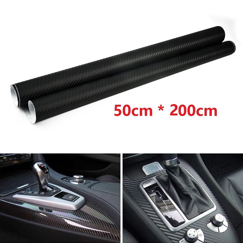 Carbon Fiber Car Film Sticker Foil Matt Black Decals 3D 50x200cm Vinyl Latest Newest Part Replacement Replaces