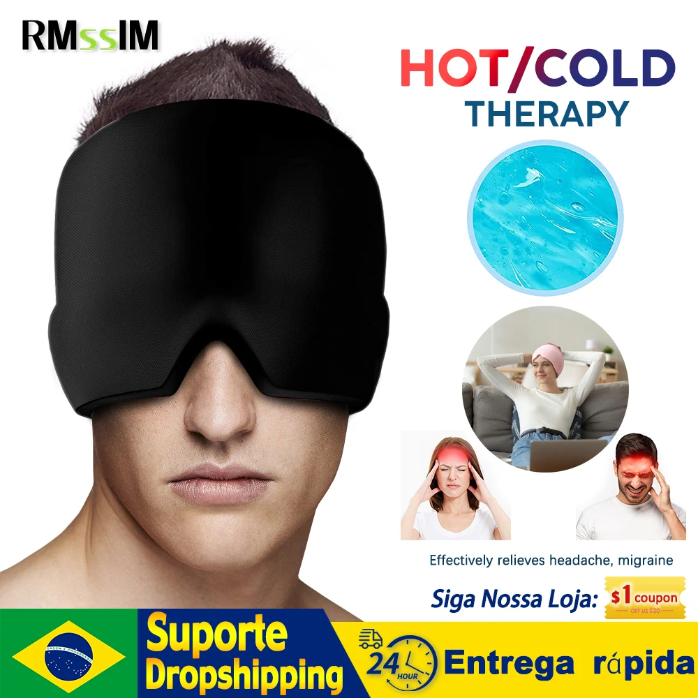 Migraine Relief HatHead Massager Gel Hot Cold Therapy Headache Migraine Relief Cap For Chemo,Sinus,Neck Wearable Therapy Wrap