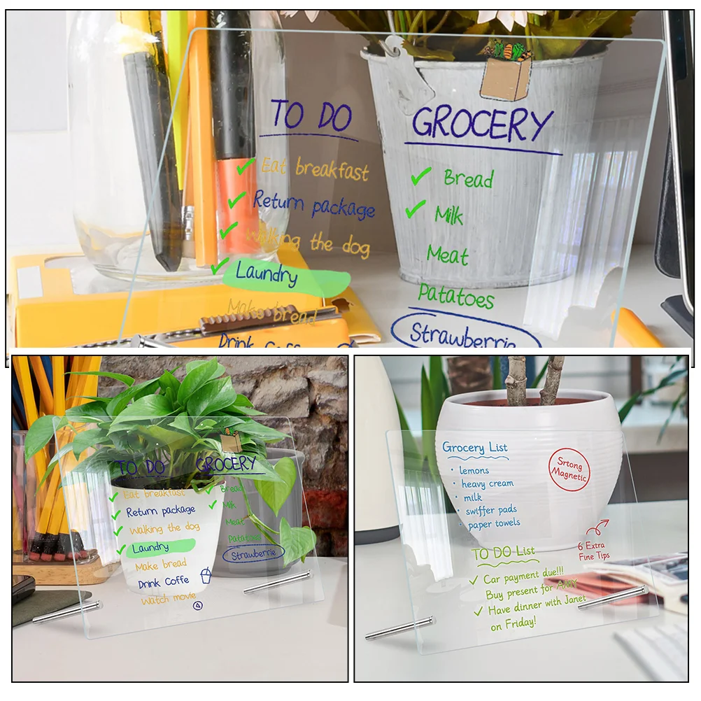 Clear Dry Erase Board Transparent Acrylic Whiteboard The List Standing Multi-function Memo Work