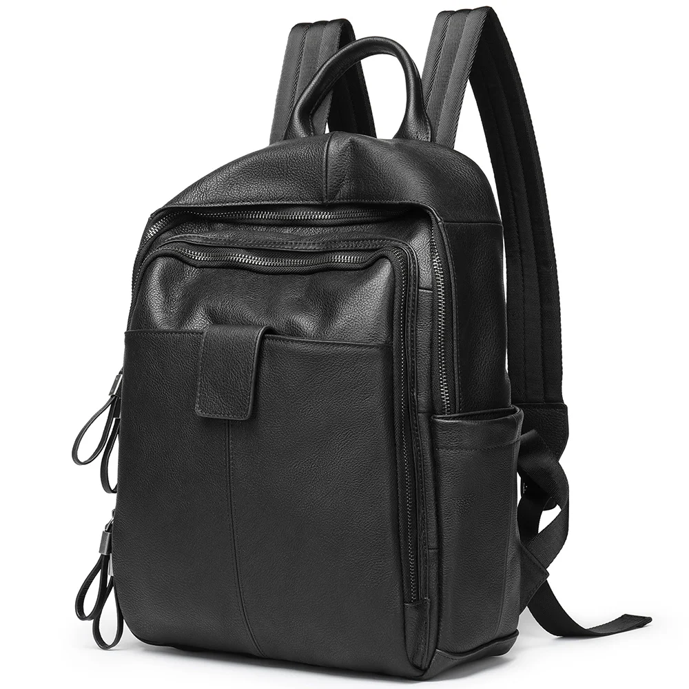 Fashion Men Backpacks Leather Business Casual Bag Fit For 13.3