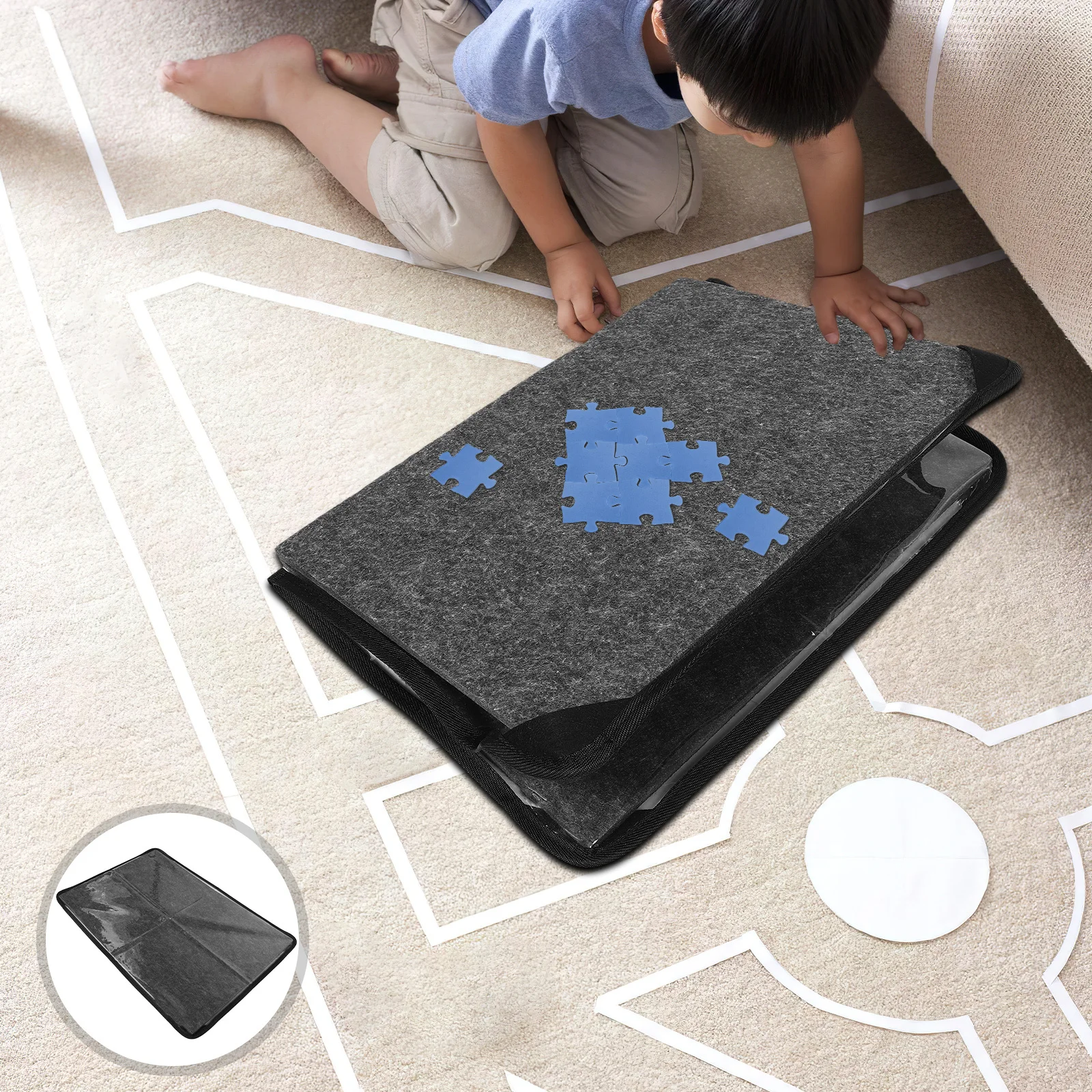 Organizador de Rompecabezas Ajustable con Múltiples Compartimentos, Perfecto para Guardar y Organizar Rompecabezas de Hasta 2000 Piezas