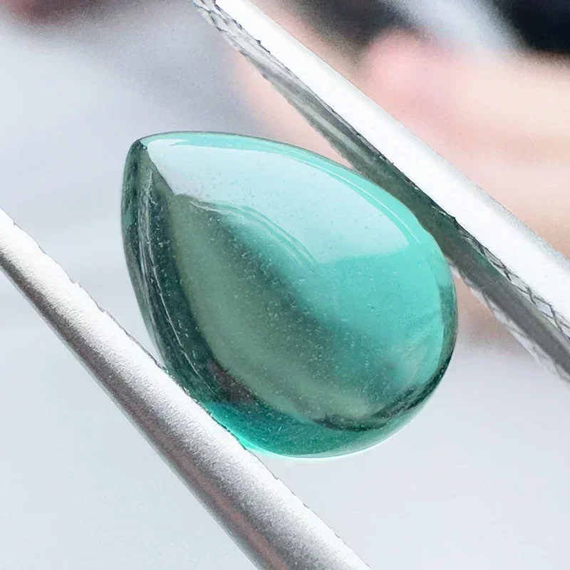 Top Lab Grown Zambian Emerald Pear Shape Hydrothermal Smooth Surface Cutting with Cracks Inclusions Selectable AGL Certificate