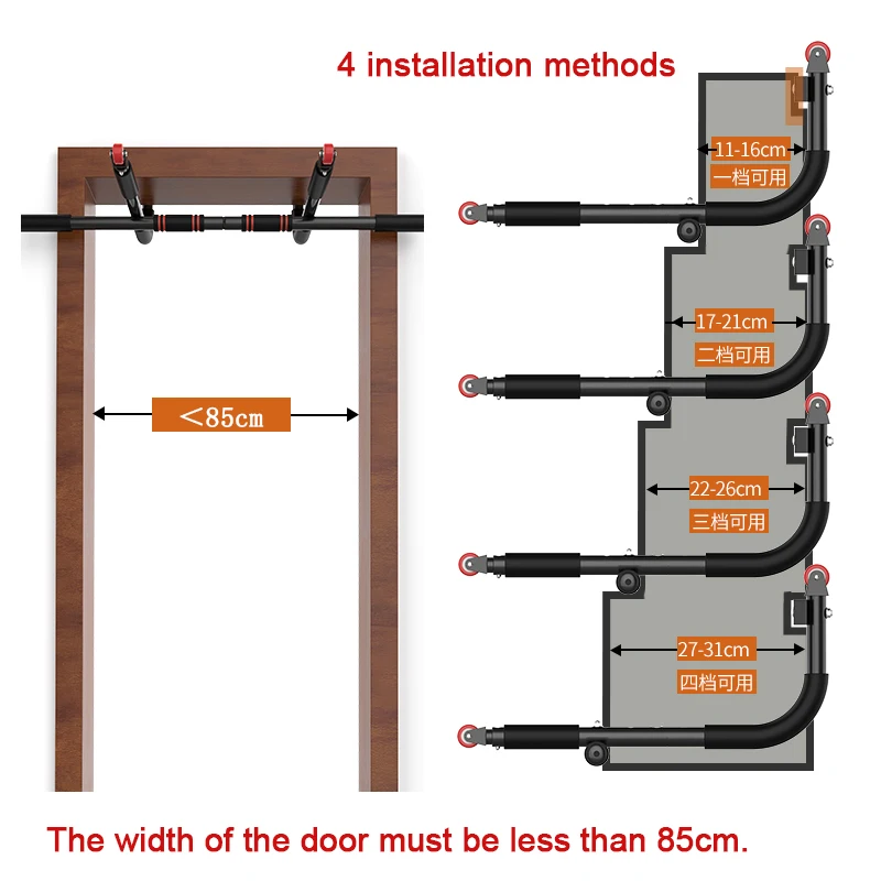 Indoor No Drilling Horizontal Bars Fitness Pull Up Trainer Workout Grip Handle Home Gym Bodybuilding Sports Exercise Equipments