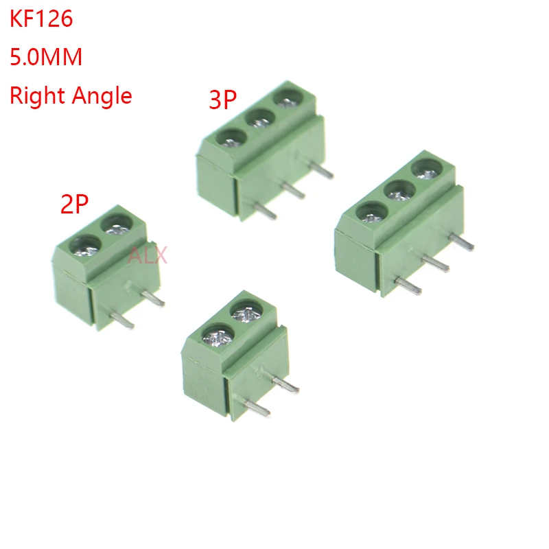 10PCS KF126 5.0MM 2p/3P Right angle pin pcb screw terminal block connector 5.0 3PIN 2PIN KF126-3P KF126-2P