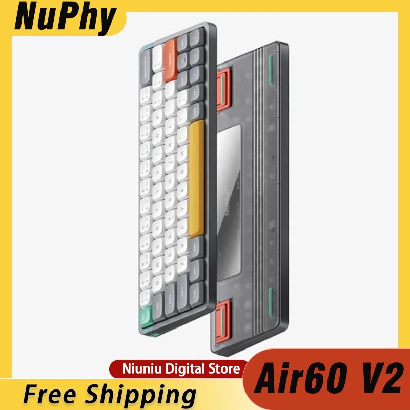 

NuPhy Air60 V2 Mechanical Keyboard 60% RGB Tri-Mode Wireless water proof Gateron Low Profile Switches Ultra-Long Battery Life