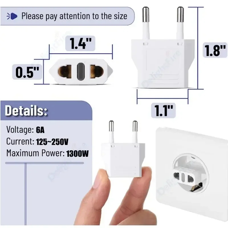 Adaptador de enchufe europeo, convertidor de enchufe de viaje americano, 1-100 piezas, 4,0/4,8mm, UE, EE. UU., Israel a Euro, KR, BR, Brasil