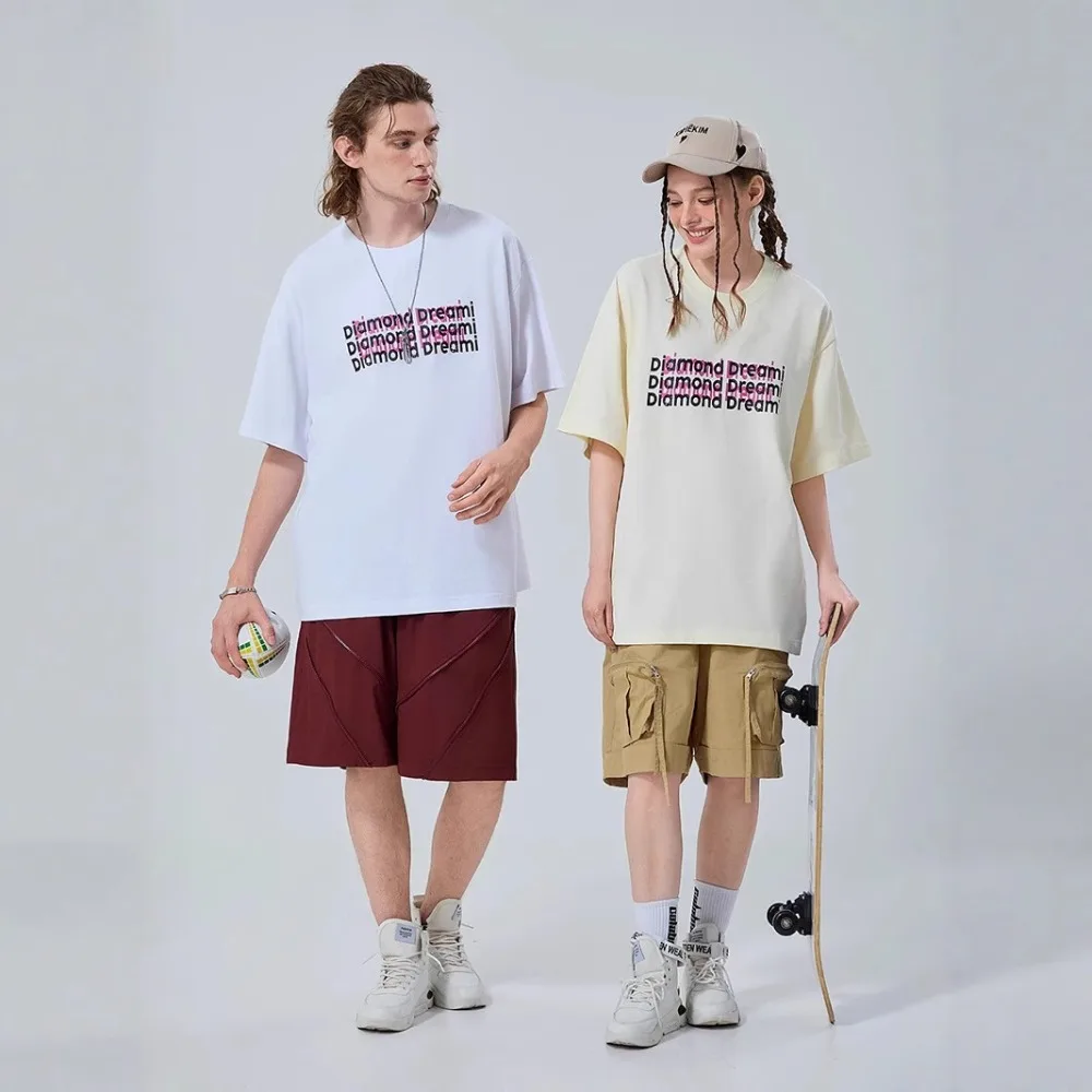 

Summer New Men's Heavy 270g Cotton T-shirt Summer Short-sleeved Trendy Brand Printed Street Trend Short-sleeved