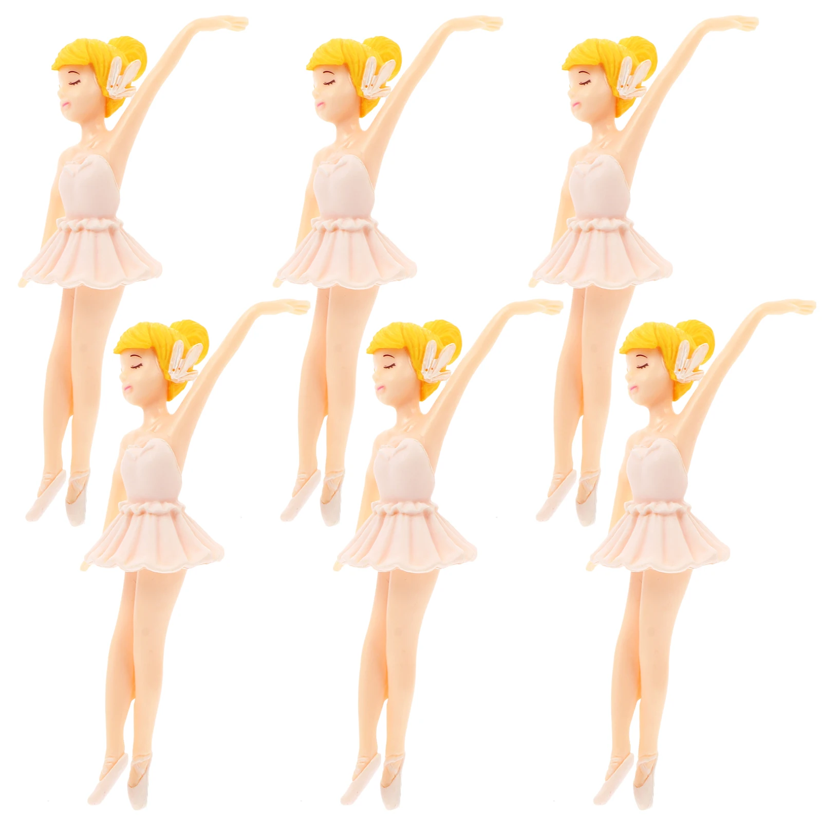 

6 White Plastic Ballerina Girl Accessories DIY Crafts Props Micro L Decor Keychain Pendants Cake Topper Toy Realistic