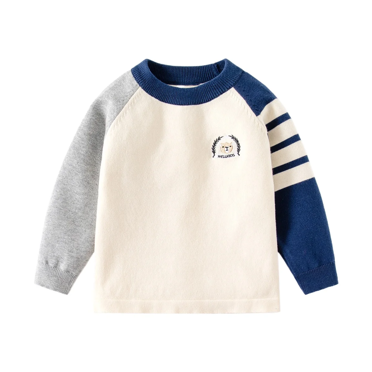 

Toddler Boys Sweaters Spliced Sleeve Kids Pullover Knit Wear Winter Fall Children's Clothes