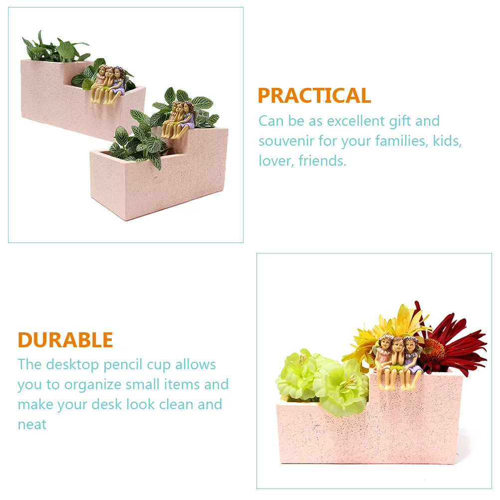 

Desktop Pencil Organizer Resin Succulent Plant Pot Fresh Colors Fine Craftsmanship Long Term Use Gift Souvenir