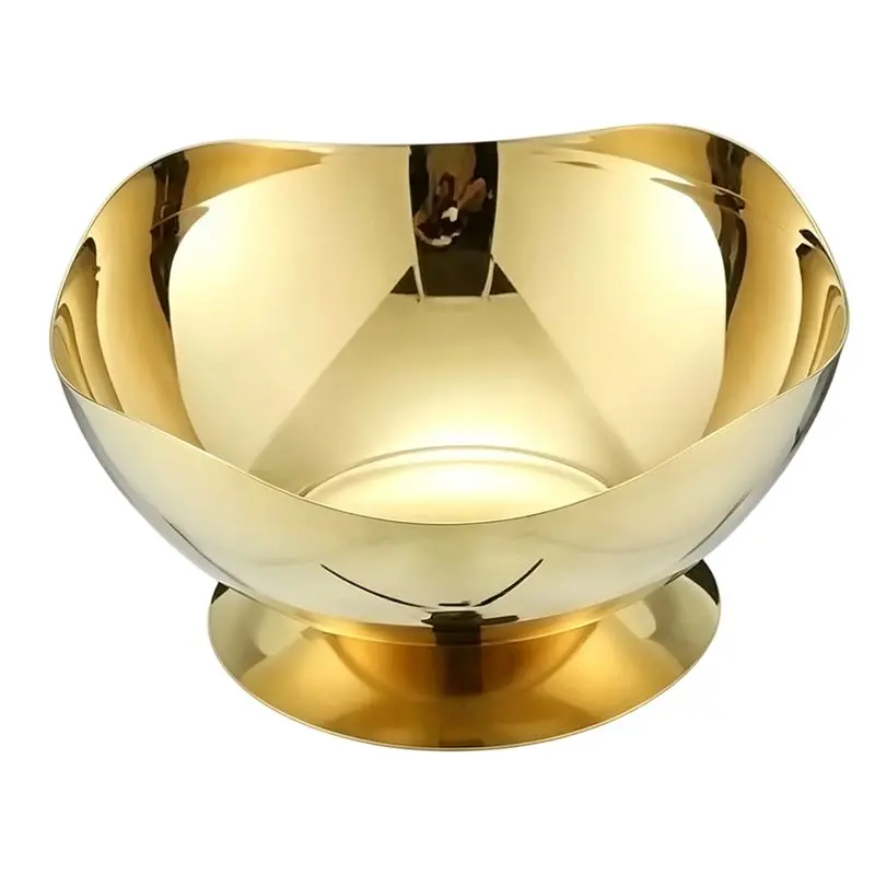 Stylish For Keys, Salad Bowls, Basins Plates, Coffee Pods Key Bowl-Gold Metal Dish For Entryway Table