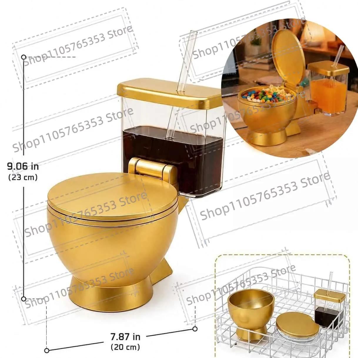 Toilet Ramen Bowl,Fun Ceramic Toilet Shaped Noodle Bowl with Matching Drink Cup&Straw,Reusable Unique Birthday Surprise Present