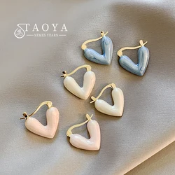 2023 New Design French Romantic Flowing Enamel Heart Pendant Earrings For Women‘s Sweet Romantic Jewelry Fashion Accessories