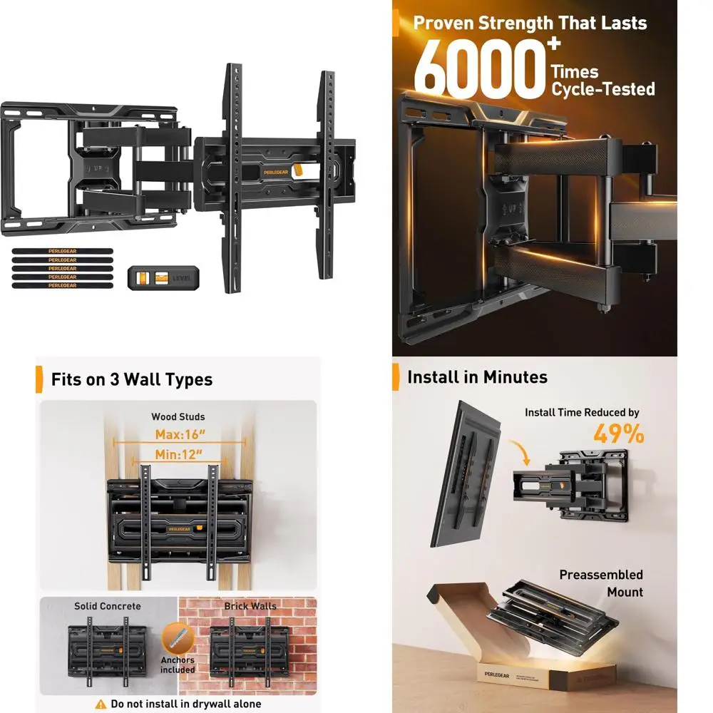

Perlegear Full Range TV Bracket for 32-69 Inch TVs, Supports Up to 99 lbs, Compatible with VESA 400x400mm, Suitable for 16” or 1