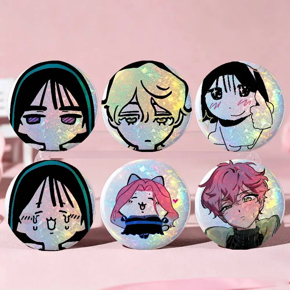 ALIEN STAGE Brooch IVAN TILL Sua Hyuna Luka Anime Game Laser Double Flash Tinplate Badge Cartoon Character Pin Brooch Fan Collec