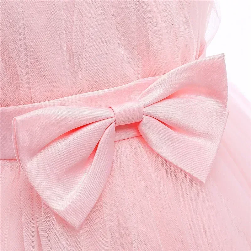 Baby Girls Dress for Birthday Party Wedding Prom Kids Bow Pink Dresses Infant Girl 1st Birthday Baby Set Princess Baptism Dress