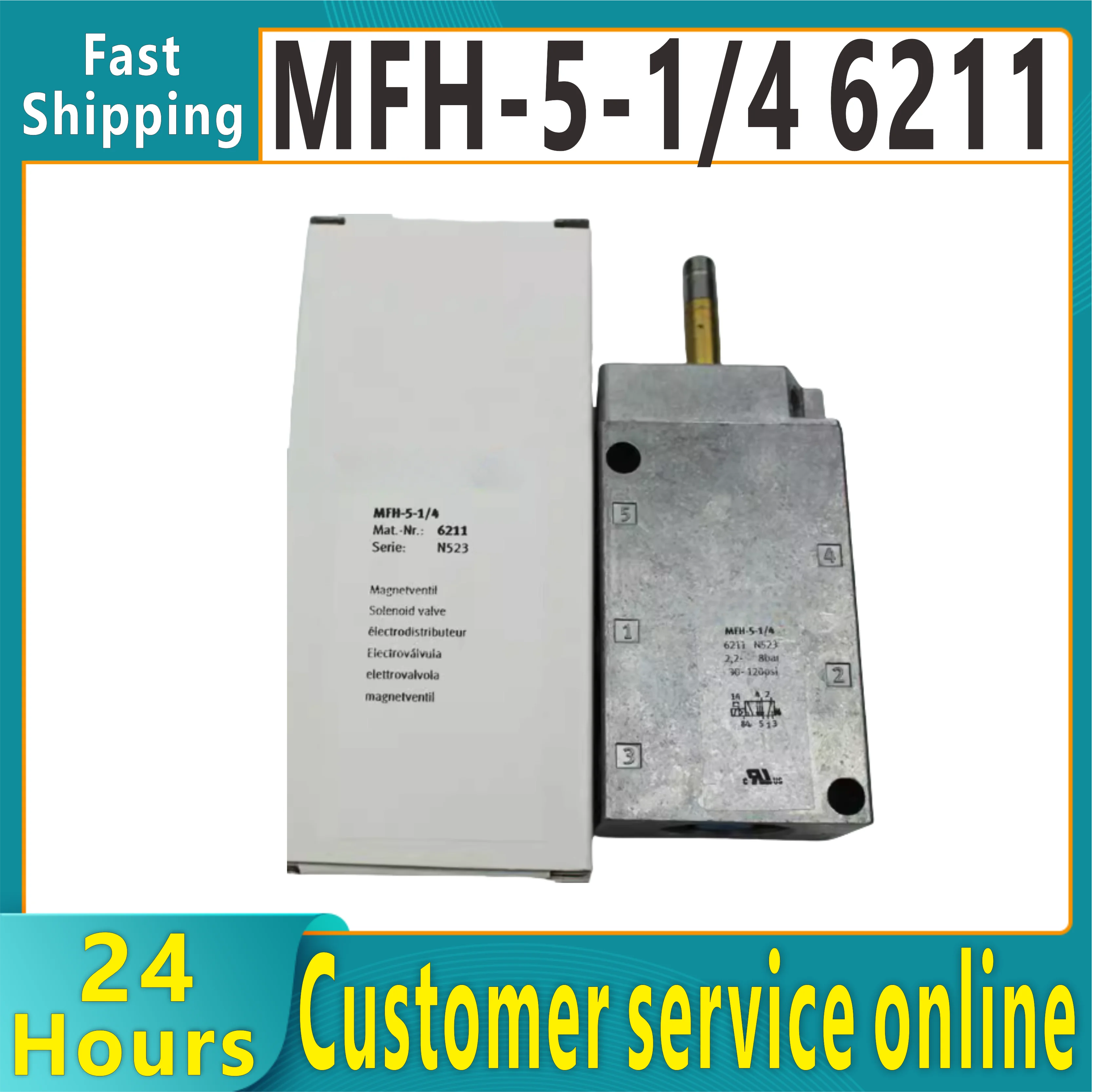 

Unistable Tiger wireless coil solenoid valve, MFH-5-1, MFH-46211, G1, 4, 5, 2-Way