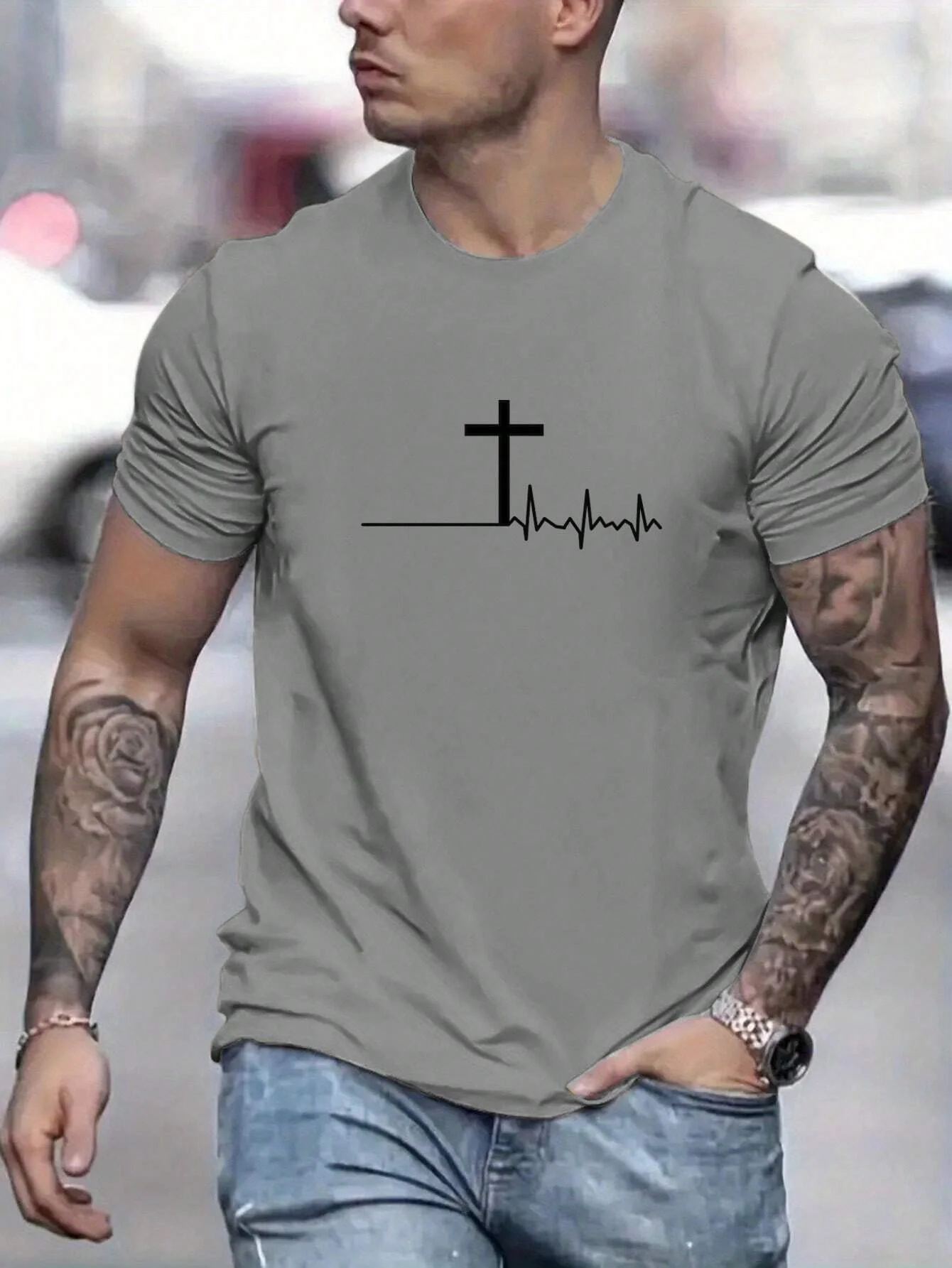 Gym T-Shirts Men's Summer Comfortable Fashion Creative Print Men Gym Sportswear Running Round Neck Short Sleeve Top Mens T Shirt