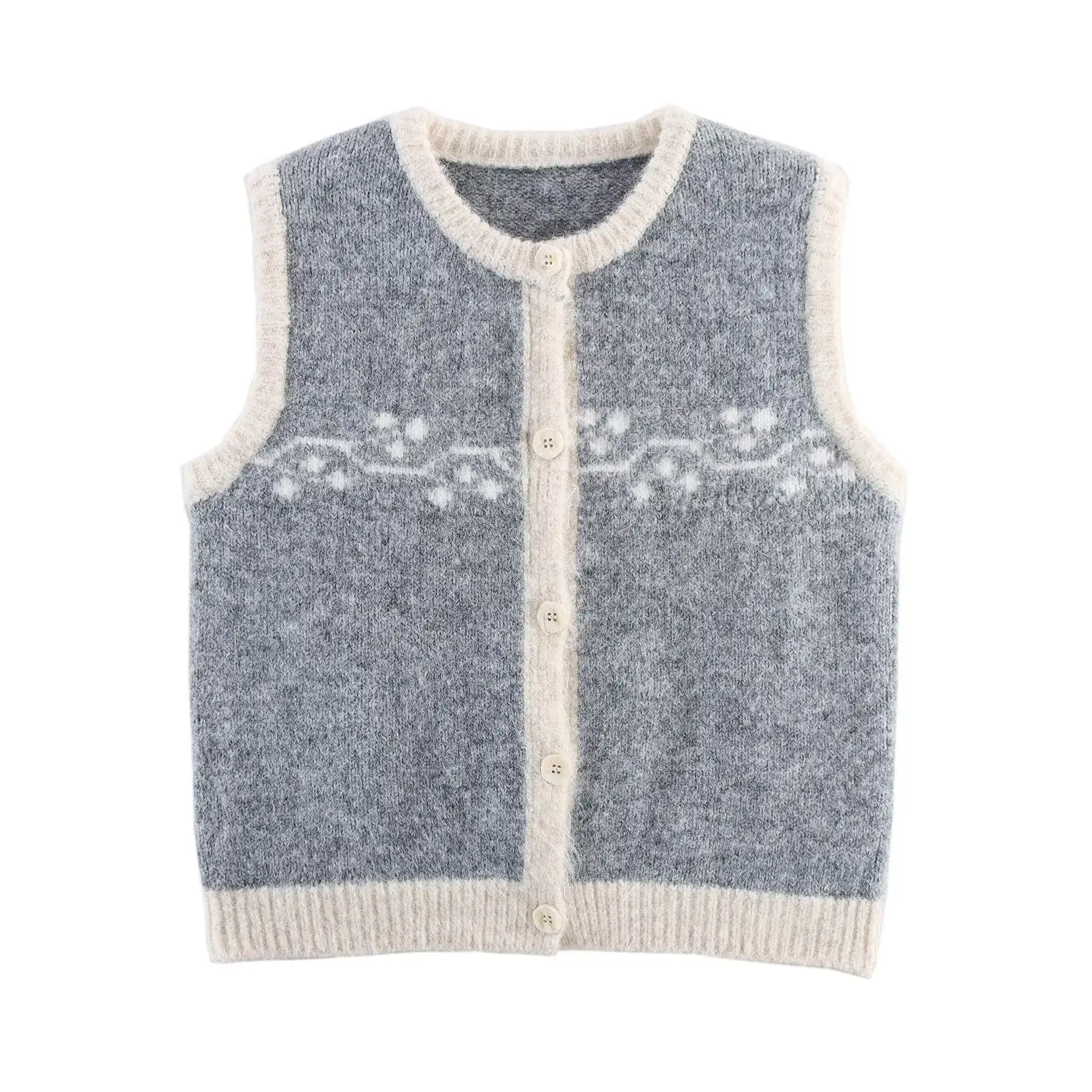 

Autumn New Women's Street Fashion Casual Knitted Embroidered Vest Wholesale European Style Topwear
