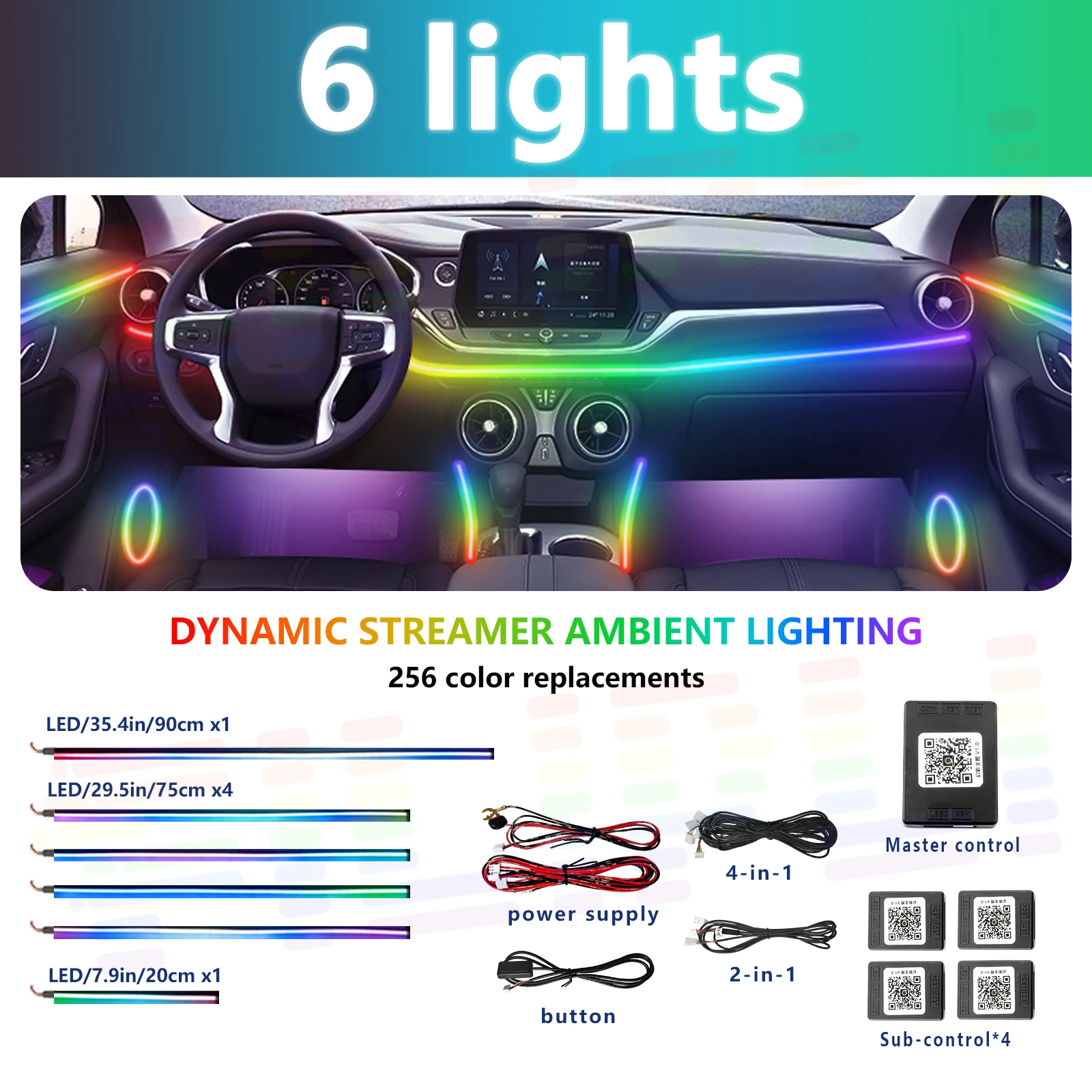 

FILIPLI Car Footwell Lights 12V Direct Power RGB Strip Kit, 16 Million Colors Music Sync & Voice Control, Plug & Play Installati