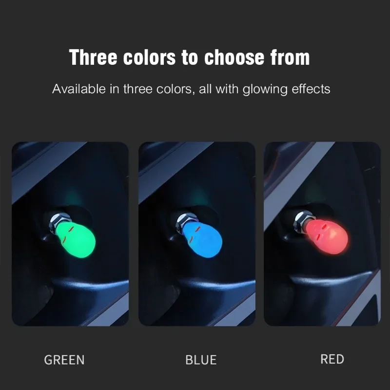 Car Tire Valve Caps Fluorescent Skull Head Auto Motorcycle Bicycle Nozzle Cap Decor Night Glowing Wheel Plug Cover Accessories