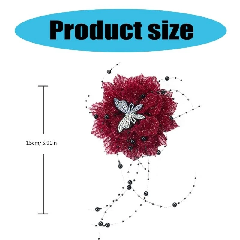 652F 15cm 3D Feathered Butterfly Flower Applique for Handmade Evening Gown Sewing Flower for Dress Corsage Sewing On Applique