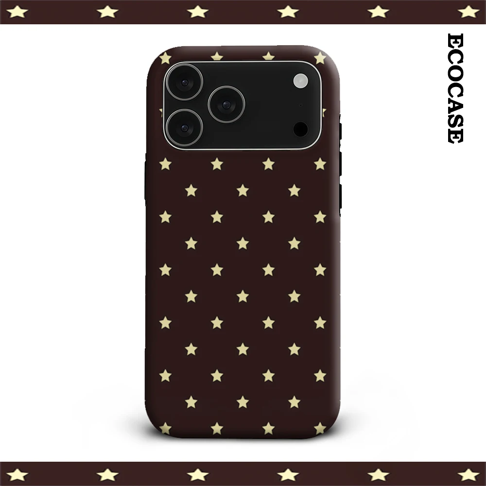 Dunkelbraune iPhone 17, Must-Haves-Handyhülle mit Sternenbesatz für iPhone 17, 16, 15, 14, 13, 12, 11, Pro Max Plus, doppellagige Rückseite