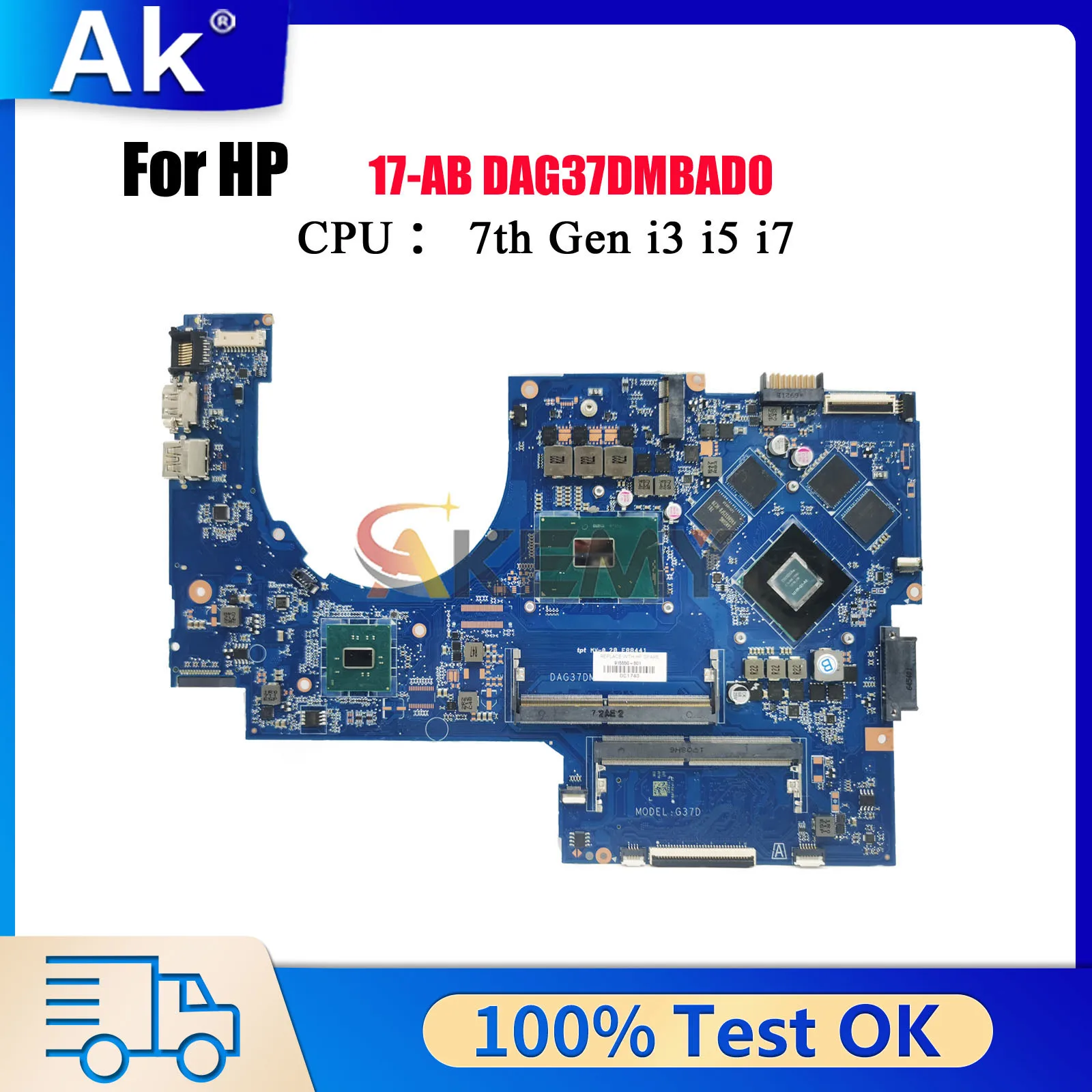 DAG37DMBAD0 ل HP بافيليون 17-AB 17-W اللوحة الأم للكمبيوتر المحمول مع i7 CPU GTX1050 4GB GPU 915550-001 915468-601 100% تم اختبارها بالكامل