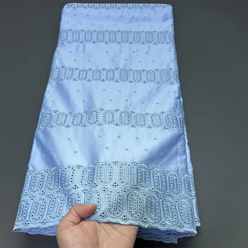 قماش دانتيل أفريقي، مواد أقمشة قطنية 100% للملابس، بالمتر، تطريز، 2025، فساتين الحفلات، تول، 5 ياردات