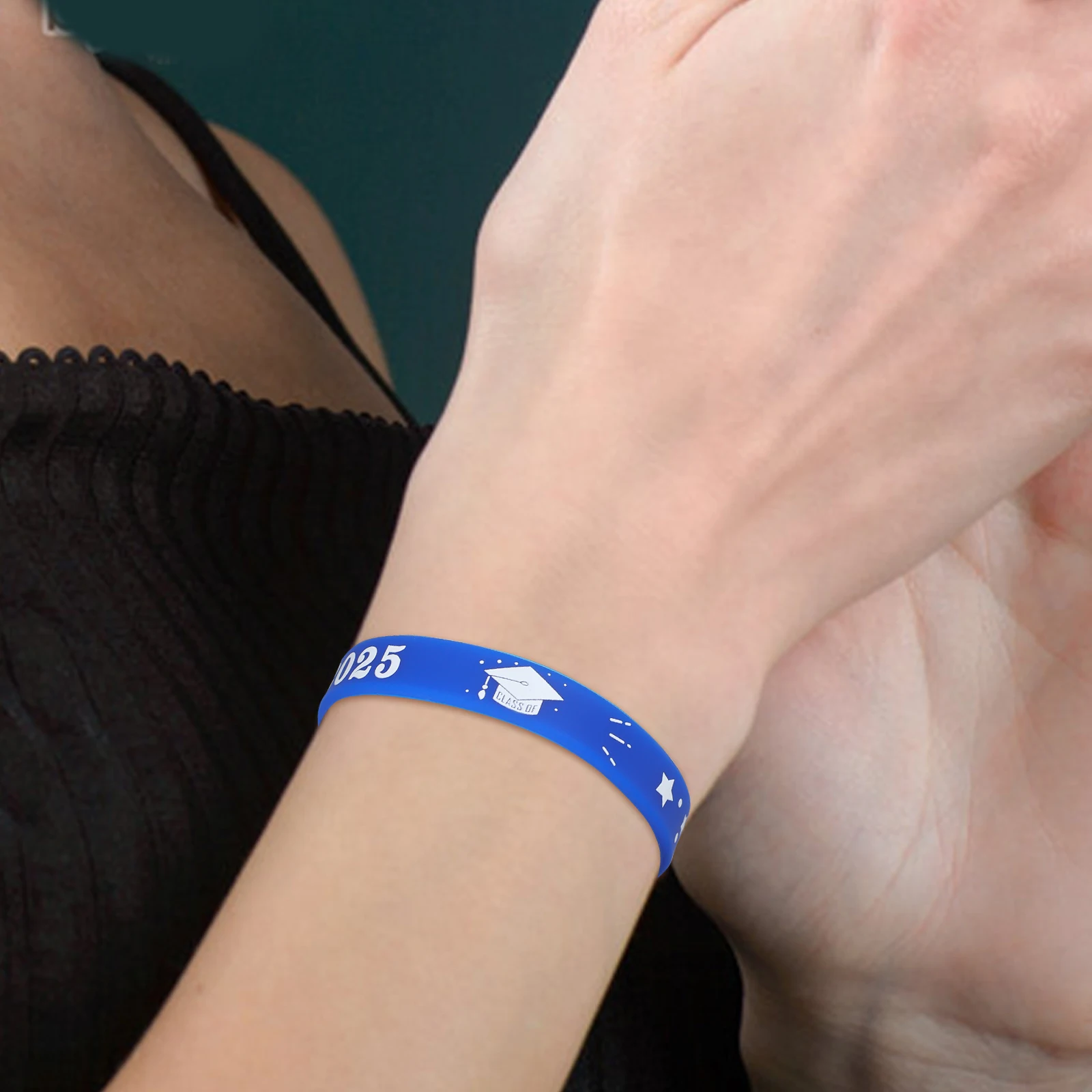 

24 Pcs White Graduation Bracelet Jewelry Bracelets Wrist Band Blue Silica Gel Bands for Event